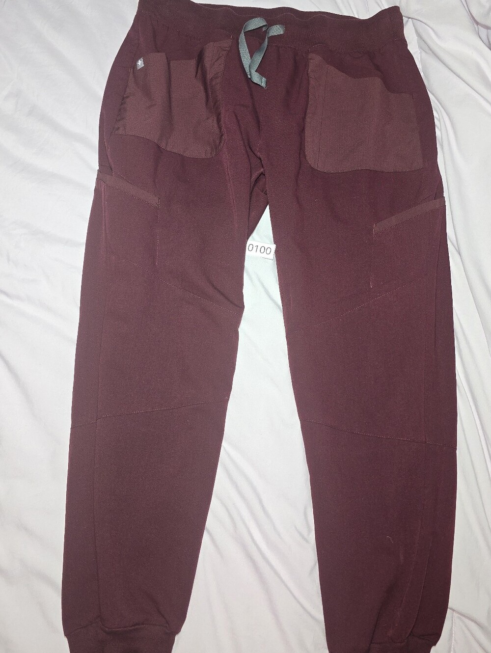 Figs Large Burgundy Jogger Scrub Pants
